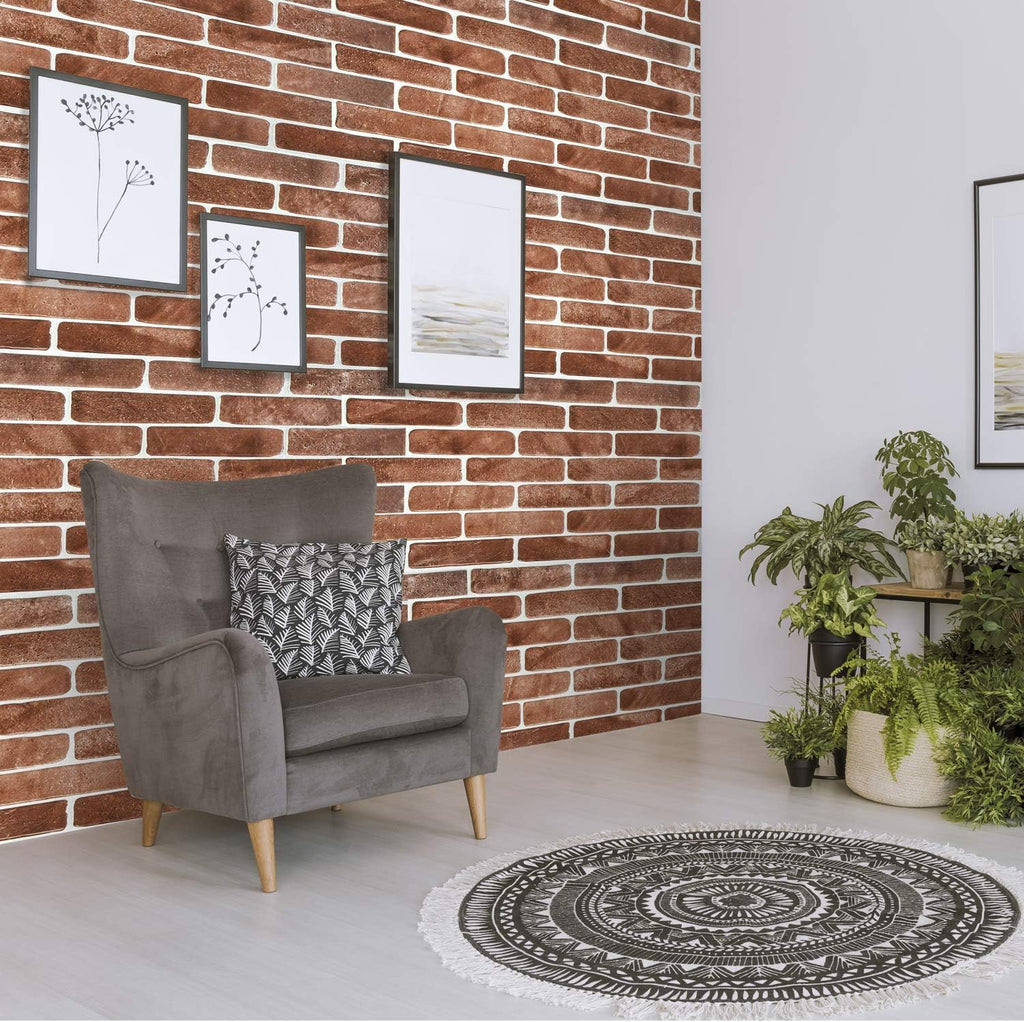 Dundee Deco PG7064-10 Vintage Brown Faux Brick PVC 3D Wall Panel, 3.3 ft X 1.6 ft (103 cm X 50cm), Interior Design Wall Paneling Decor, 5.28 sq. ft. (0.51sq. m) Each, Pack of 10