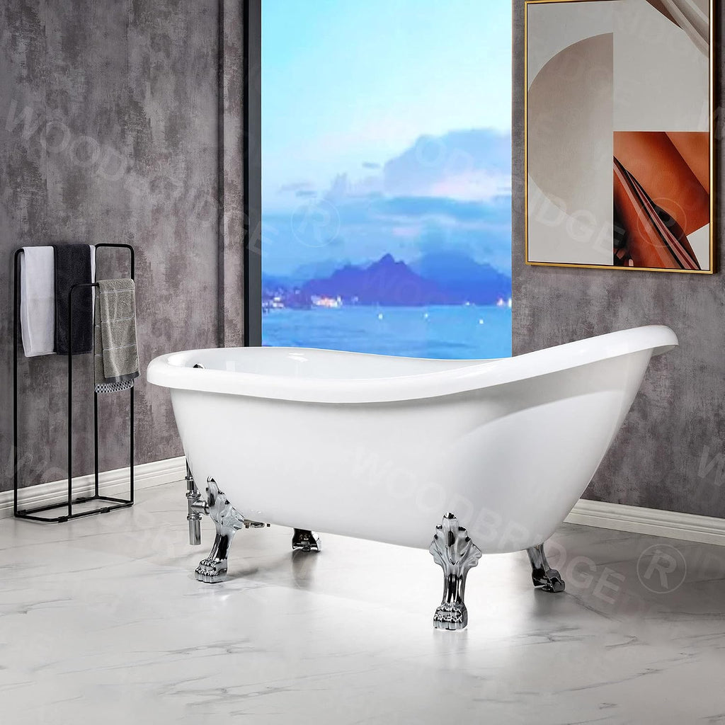 WOODBRIDGE B0023-C-Feet+C-Drain Bathtub, Chrome