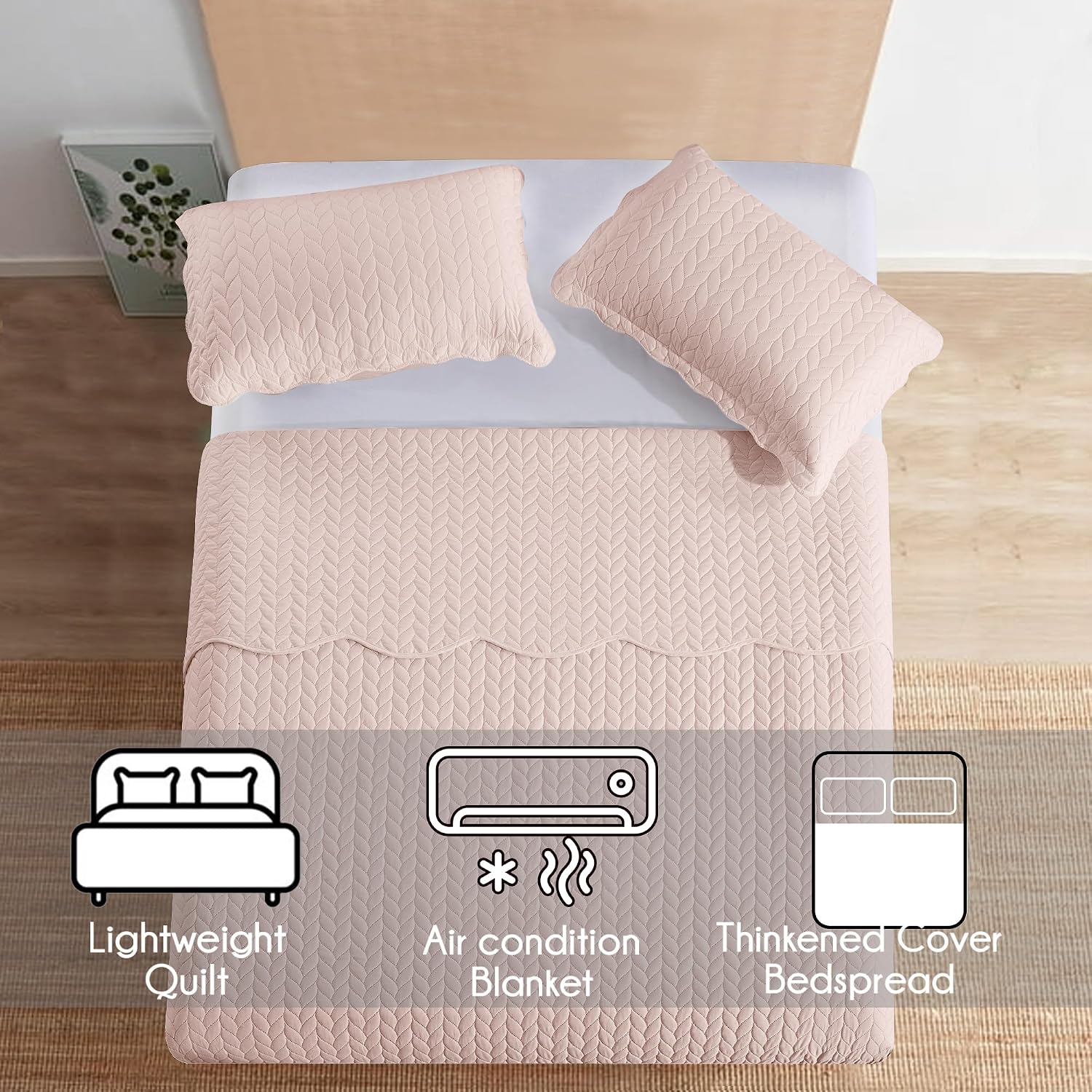 IR Imperial Rooms 8 Pack Quilt King Size Bedding (106' x 96') - Bulk Wholesale for Hotels, Guest Bedroom & Airbnbs - Lightweight Microfiber Reversible Embossed Quilts Bedspread (Peach)