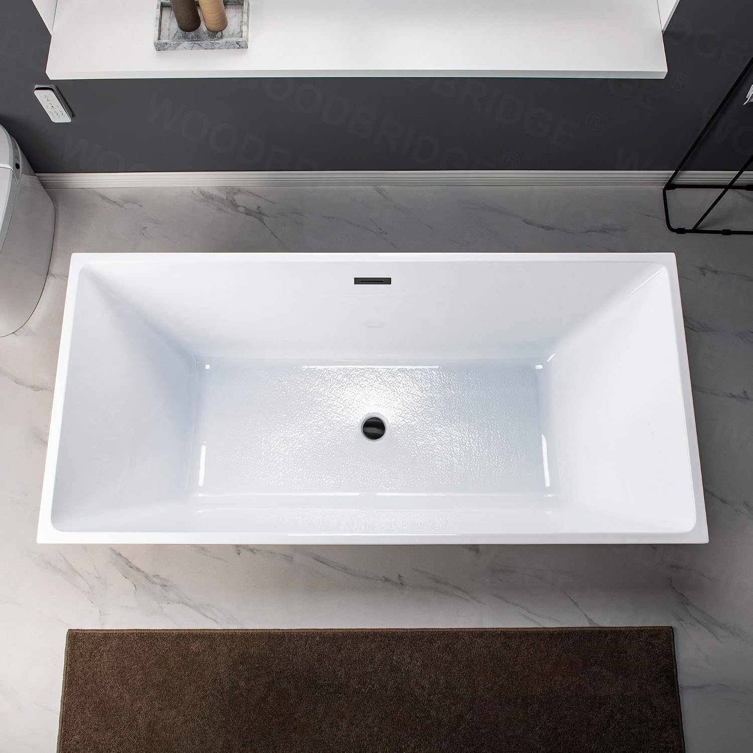 WOODBRIDGE B0003-MB-Drain &O Bathtub, Matte Black, B0003 -MB-Drain &O