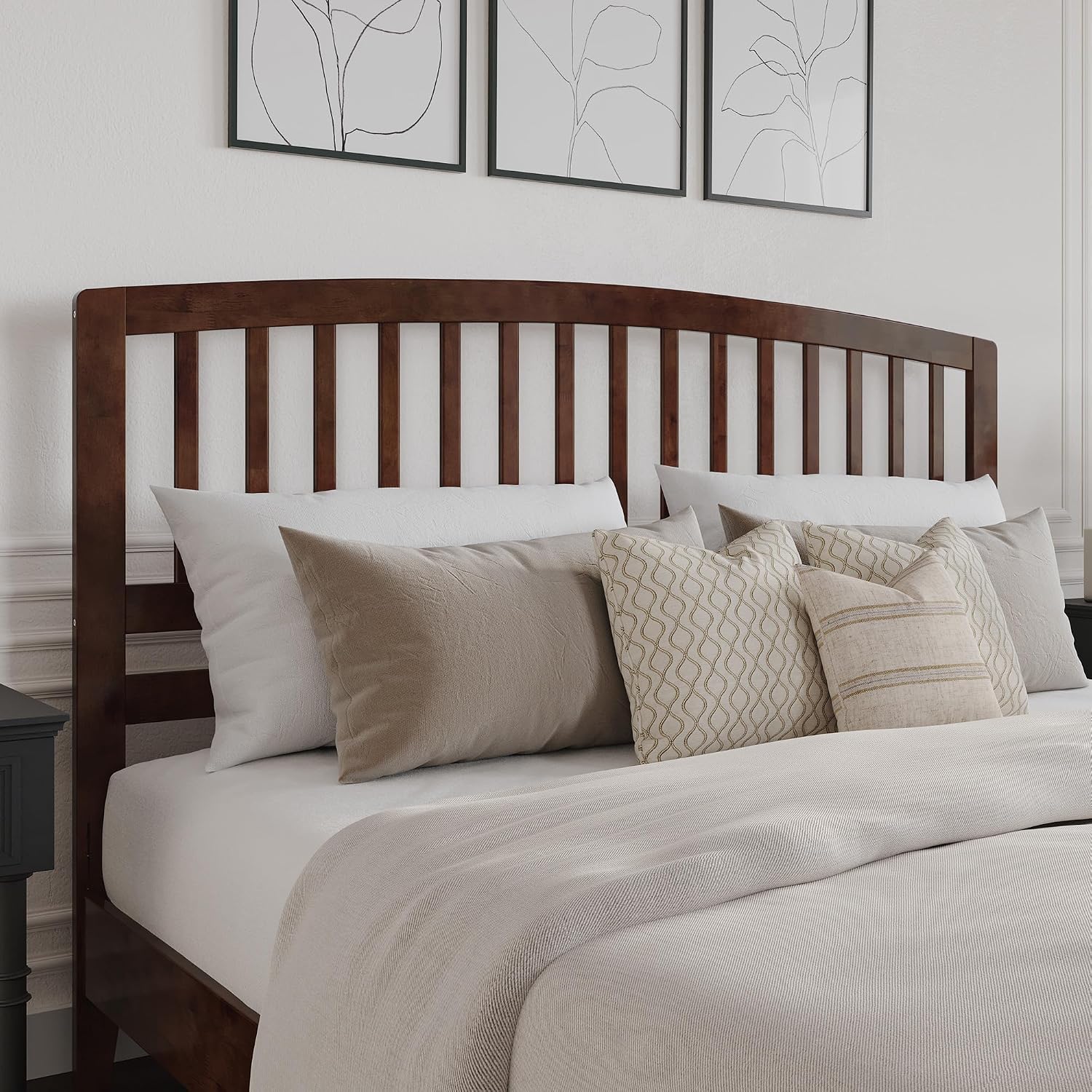 AFI, Richmond Slatted King Solid Wood Headboard, Walnut