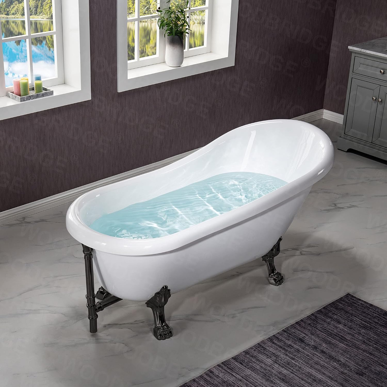 WOODBRIDGE B0023-MB-Feet+MB-Drain Bathtub, Matte Black