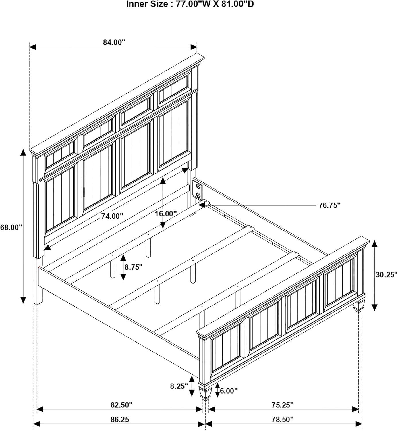 Coaster Home Furnishings Avenue Traditional 5-Piece Bedroom Set Eastern King Size Panel Bed Frame 68-inch Headboard Weathered Burnished Brown 223031KE-S5
