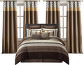 LANCO MODERN LIFESTYLE California King Comforter Set, Brown Bedding Set, Jacquard Woven with Geometry, 16 Pieces Room in a Bag, Sheets, Bedskirt, Pillow Shams and Cases, Decor Pillows and Curtains