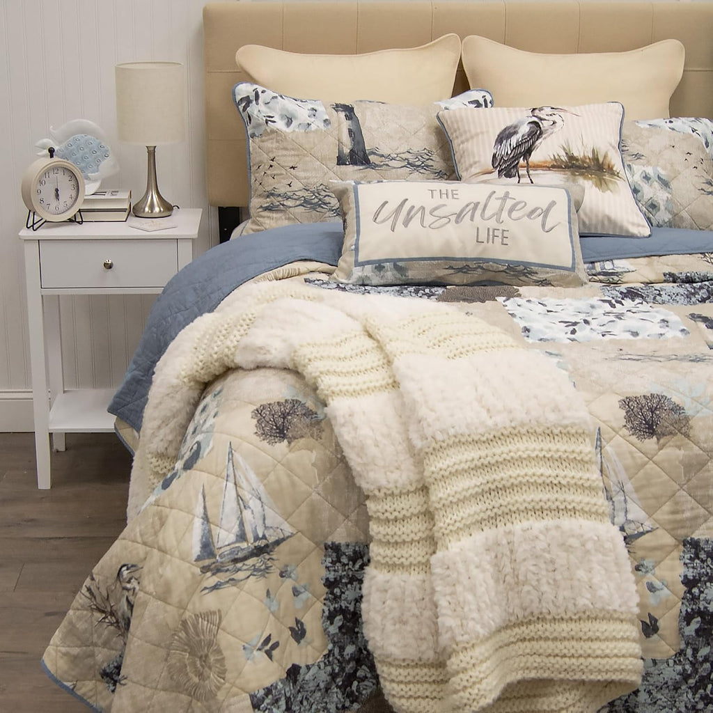 Donna Sharp Seascape-Queen Quilt Set, Measures 90 x 90, Includes 1 Quilt and 2 Standard Shams, Machine Washable