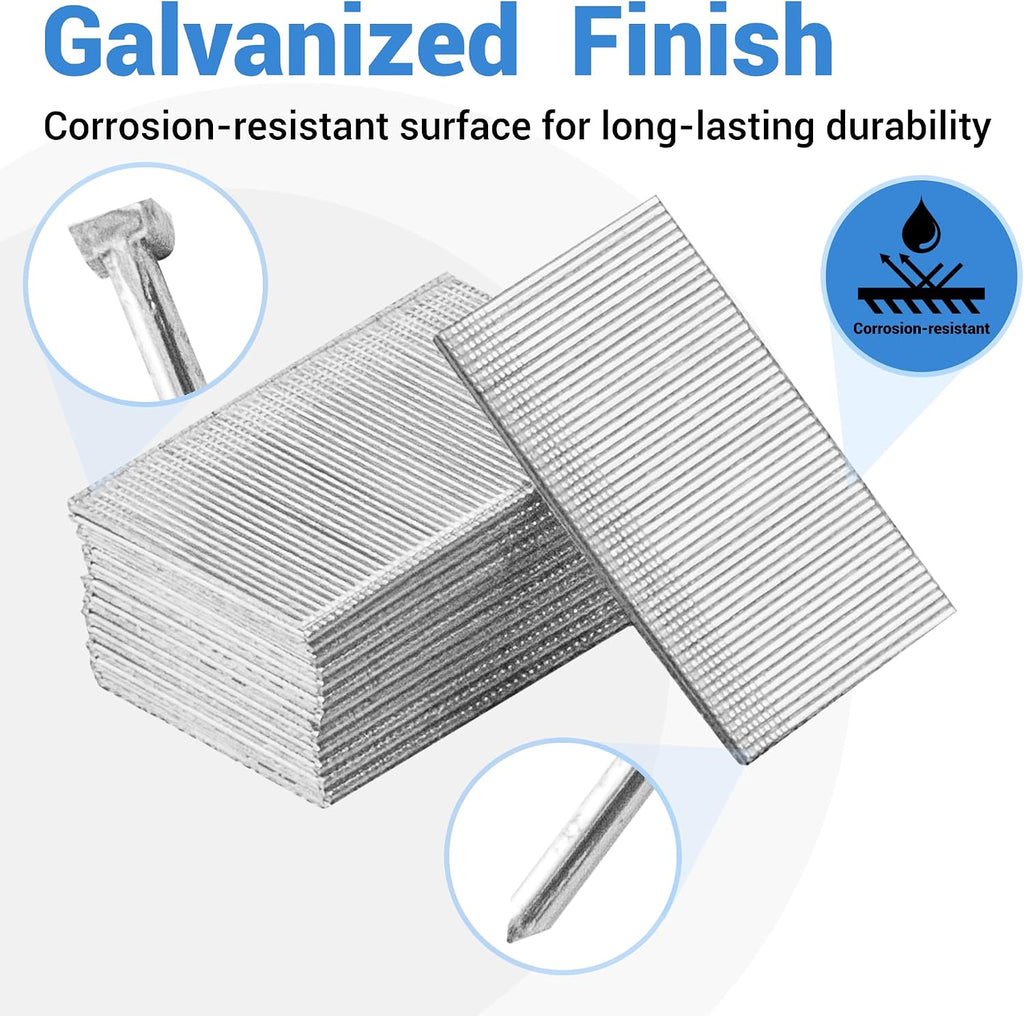 meite 16 Gauge Finish Nails 2 Inch Galvanized 16GA Straight Finish Nails for Finish Nailer Gun on Cabinet Baseboard Crown Molding Woodworking, 500PCS x 50 Boxes