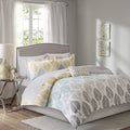 Madison Park Essentials Central Park Bed in a Bag Comforter, Vibrant Color Design All Season Down Alternative Cover with Complete Cotton Sheet Set, Queen(90'x90'), Leaf Yellow/Aqua