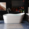 Empava Bathtub, 67' Soaking Tub, Acrylic Free Standing Tub with End Drain and Overflow, Contemporary Design Bathtub for Bathroom, cUPC Certified, Glossy White