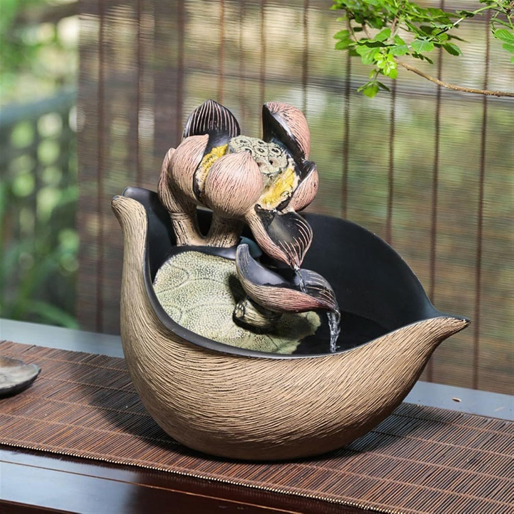 GLigeT Tabletop Fountain Indoor Small Tea Table Water Feature Decorations Creative Lotus Living Room Cycle Desktop Fountain Ornaments Water Fountain Decor