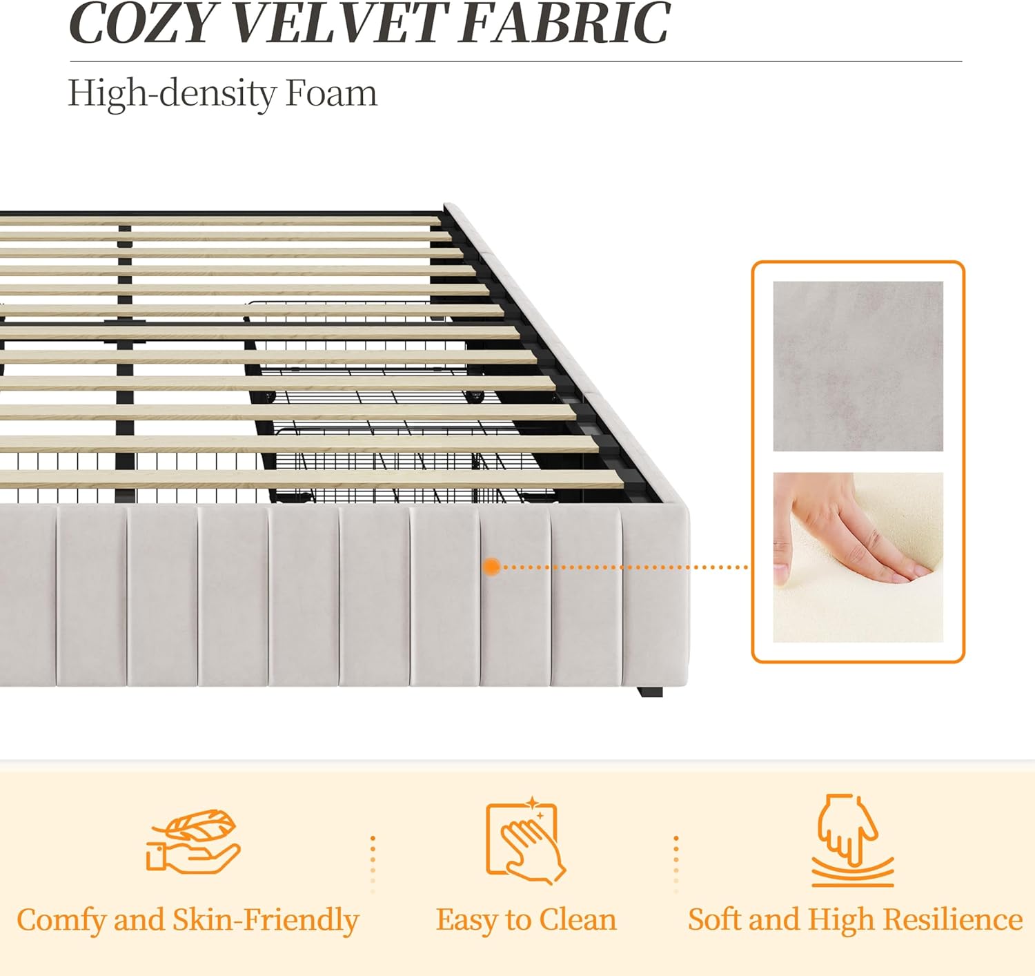 Yaheetech Full Bed Frame Upholstered Platform Bed with 3 Storage Drawers, Large Storage Space/Strong Wooden Slats/Non-Slip and Noise-Free/No Fixed Headboard/No Box Spring Needed/Beige Full Bed