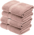 Superior Egyptian Cotton Pile Bath Towels, Ultra Soft Luxury Towel, Thick Plush Essentials, Absorbent Heavyweight, Guest Bath, Hotel, Resort, Spa, Pool, Bathroom, Shower Basics, Set of 4, Muted Mauve