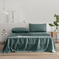 EVERLY Linen Sheets Queen Size,100% Stonewashed Pure French Linen16Inch Deep Pocket Sheets,4Pieces (1Flat Sheet,1Fitted Sheet,2Pillowcase) Natural Flax Soft and Breathable for Hot Sleepers-Aqua