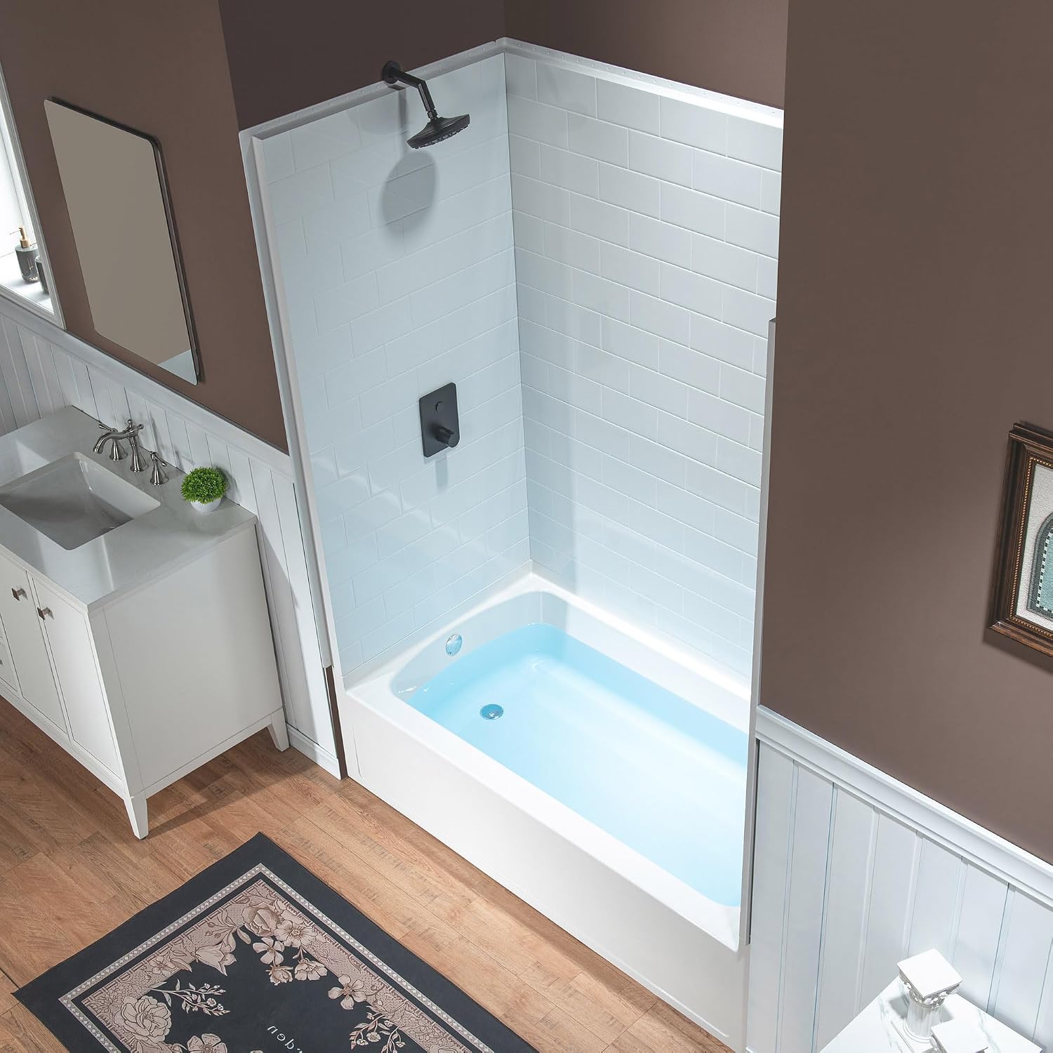WOODBRIDGE 60' x 32' Four-Piece Direct-to-Stud Alcove Tub Surround with Left-Drain Soaking Bathtub Combo in White