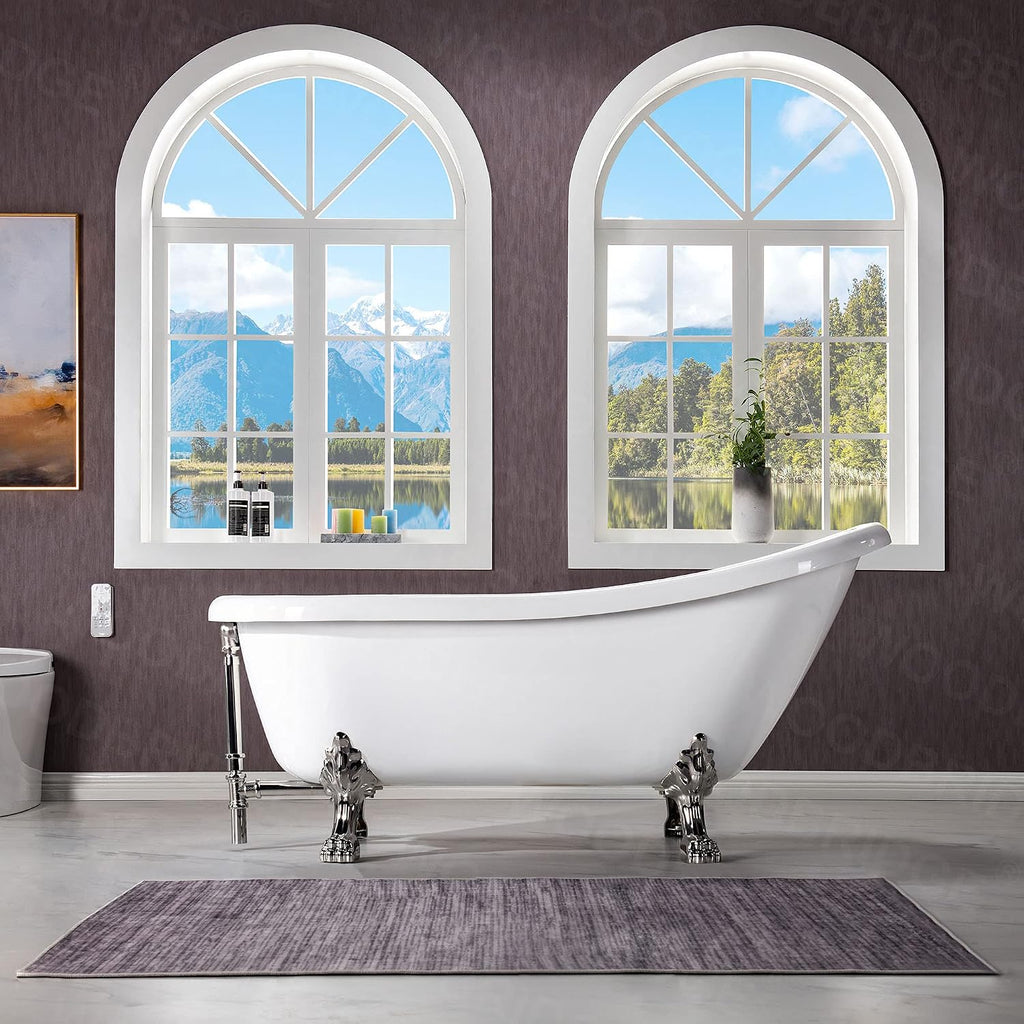 WOODBRIDGE B0023-B/N-Feet+B/NDrain Bathtub, Brushed Nickel