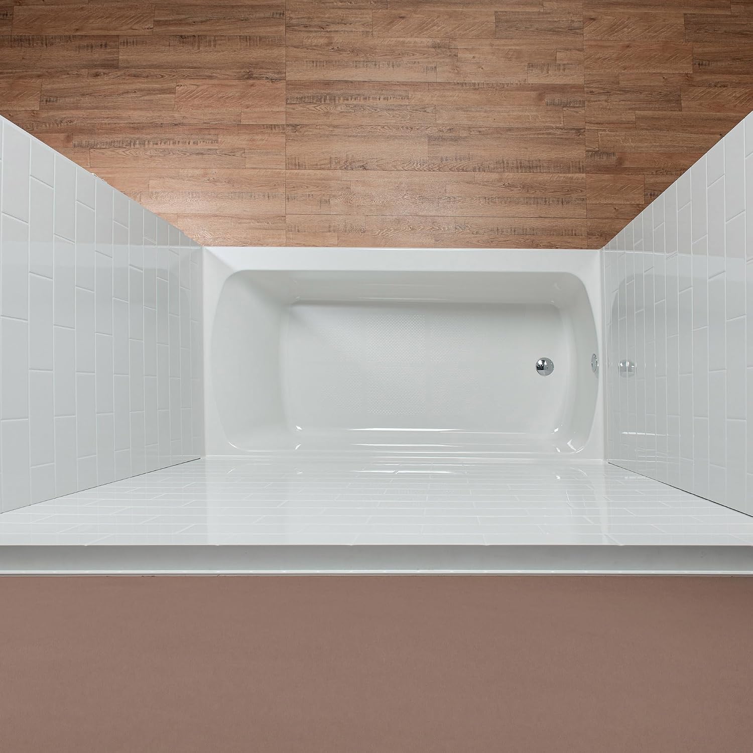 WOODBRIDGE 60' x 32' Four-Piece Direct-to-Stud Alcove Tub Surround with Left-Drain Soaking Bathtub Combo in White