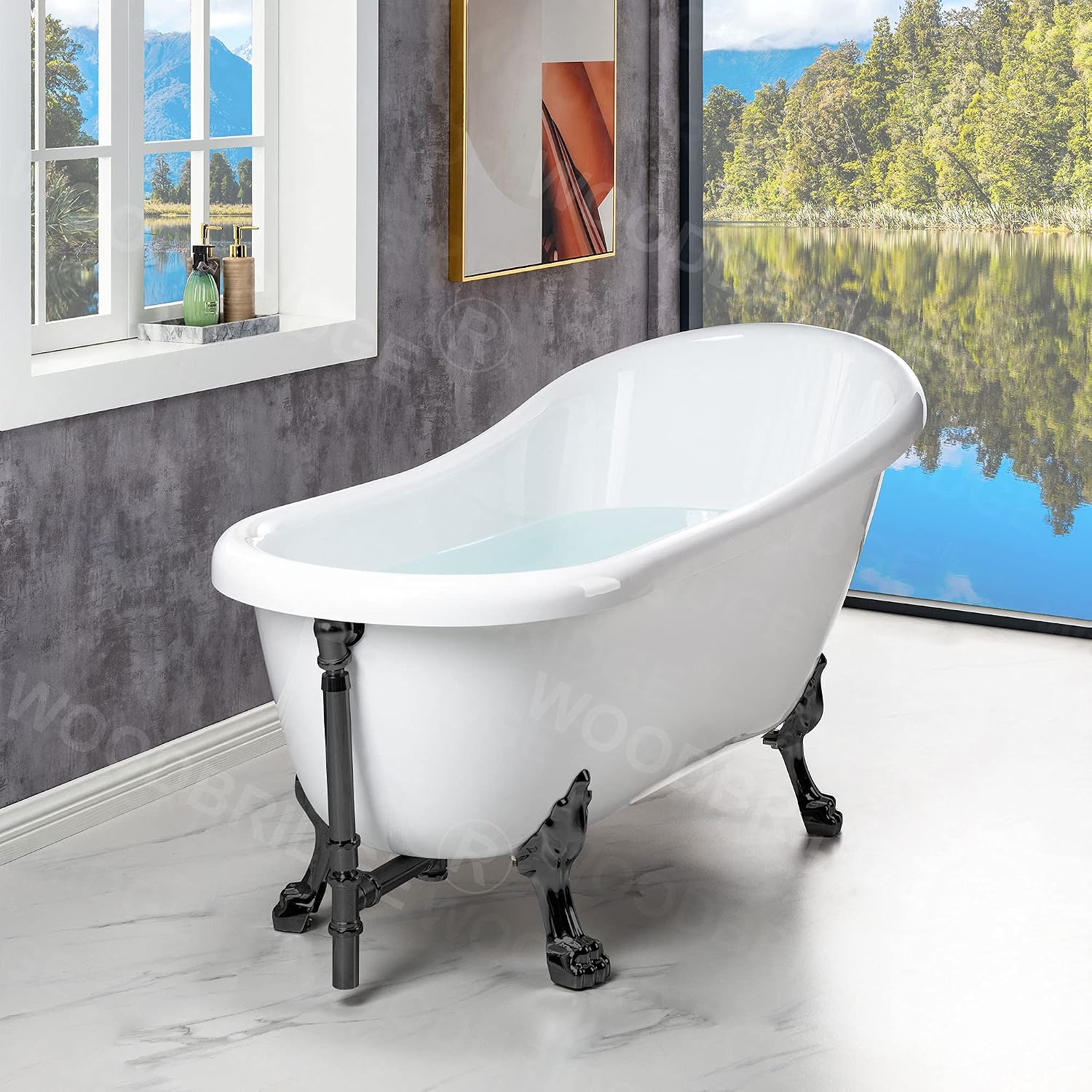 WOODBRIDGE B0023-MB-Feet+MB-Drain Bathtub, Matte Black