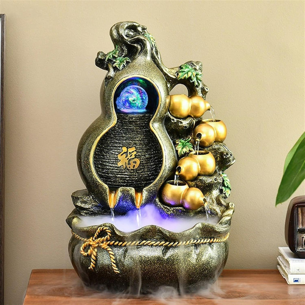 GLigeT Tabletop Fountain Coffee Table Ornaments Living Room Desktop Business Gifts Office Fountain Water Attracts Wealth to Improve Feng Shui Water Fountain Decor