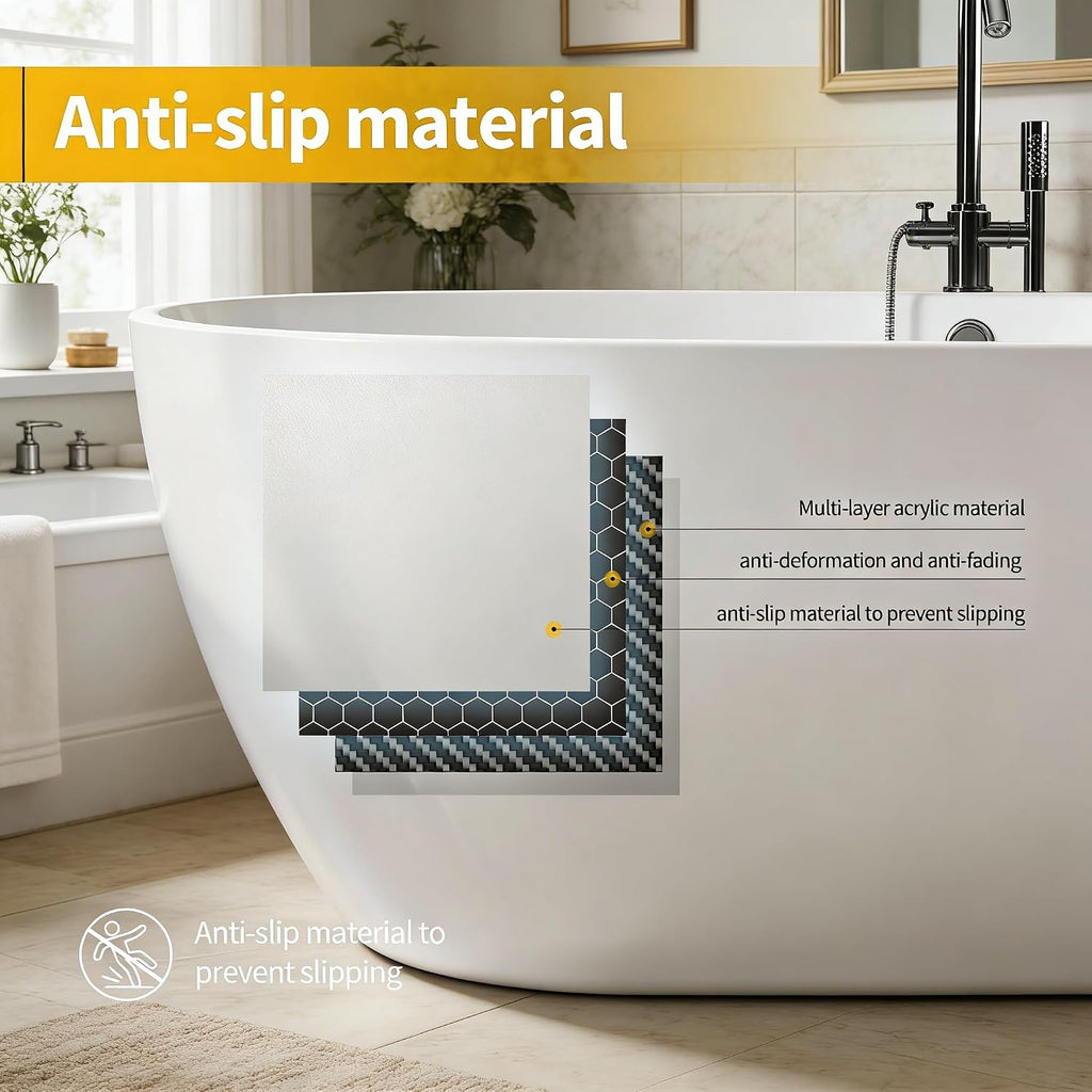 Garvee 67' Deep Soaking Bathtub, Non-Slip Acrylic Tub with Chrome Drain, cUPC Certified, Ergonomic Modern Bath for Bathrooms, Easy-Install, White Pearl