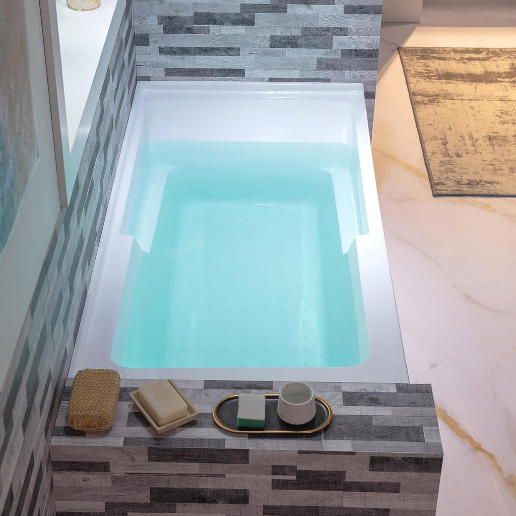 WOODBRIDGE 54' Acrylic Rectangular Alcove Soaking Bathtub in White with Left Drain, Matte Black pop-UP Drain Included BA5430L