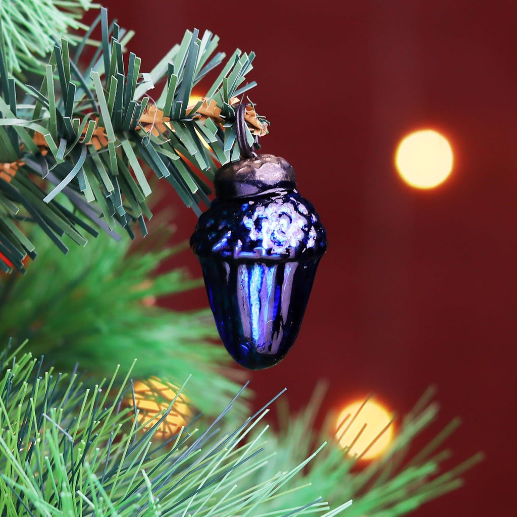 IndianShelf 300 Pieces Blue Glass Vintage Christmas Ornaments Mini Bulk Decorative Ornaments for Halloween, Christmas Tree, New Year, Valentine Day, Holidays, Event and Wedding (25 * 12 Boxes)