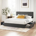 Zinus Billie Platform Bed Frame, Four Underbed Storage Drawers, Height Adjustable Headboard, Upholstered Style, Full