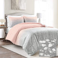 Lush Decor Glitter Ombre Metallic Print 5 Piece Comforter Set, Full/Queen, Blush & Gray