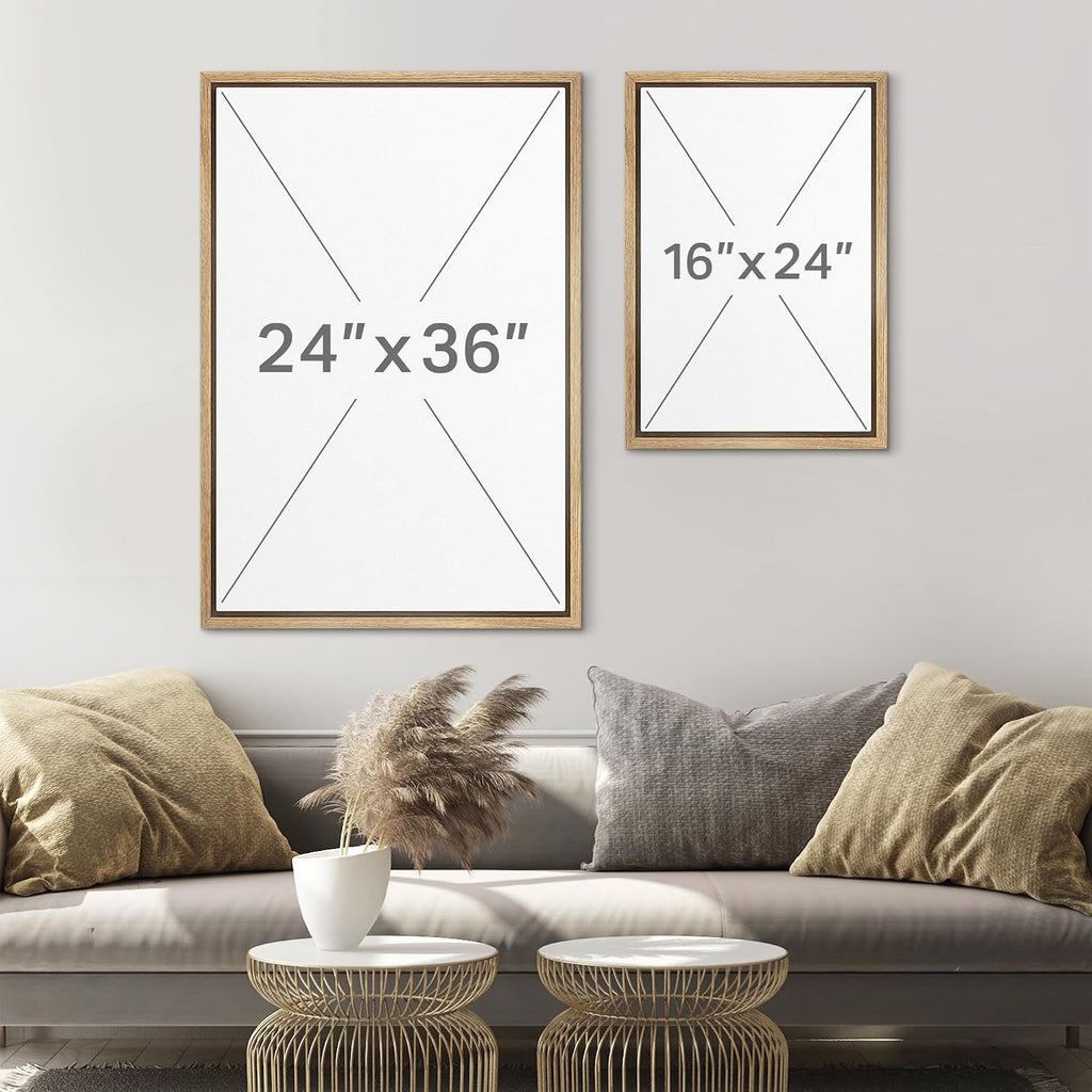 SIGNLEADER Framed Canvas Print Wall Art Set Black and Beige Abstract Shapes Modern Geometric Illustrations Boho Decorative for Living Room, Bedroom, Office - 16'x24'x3 Natural