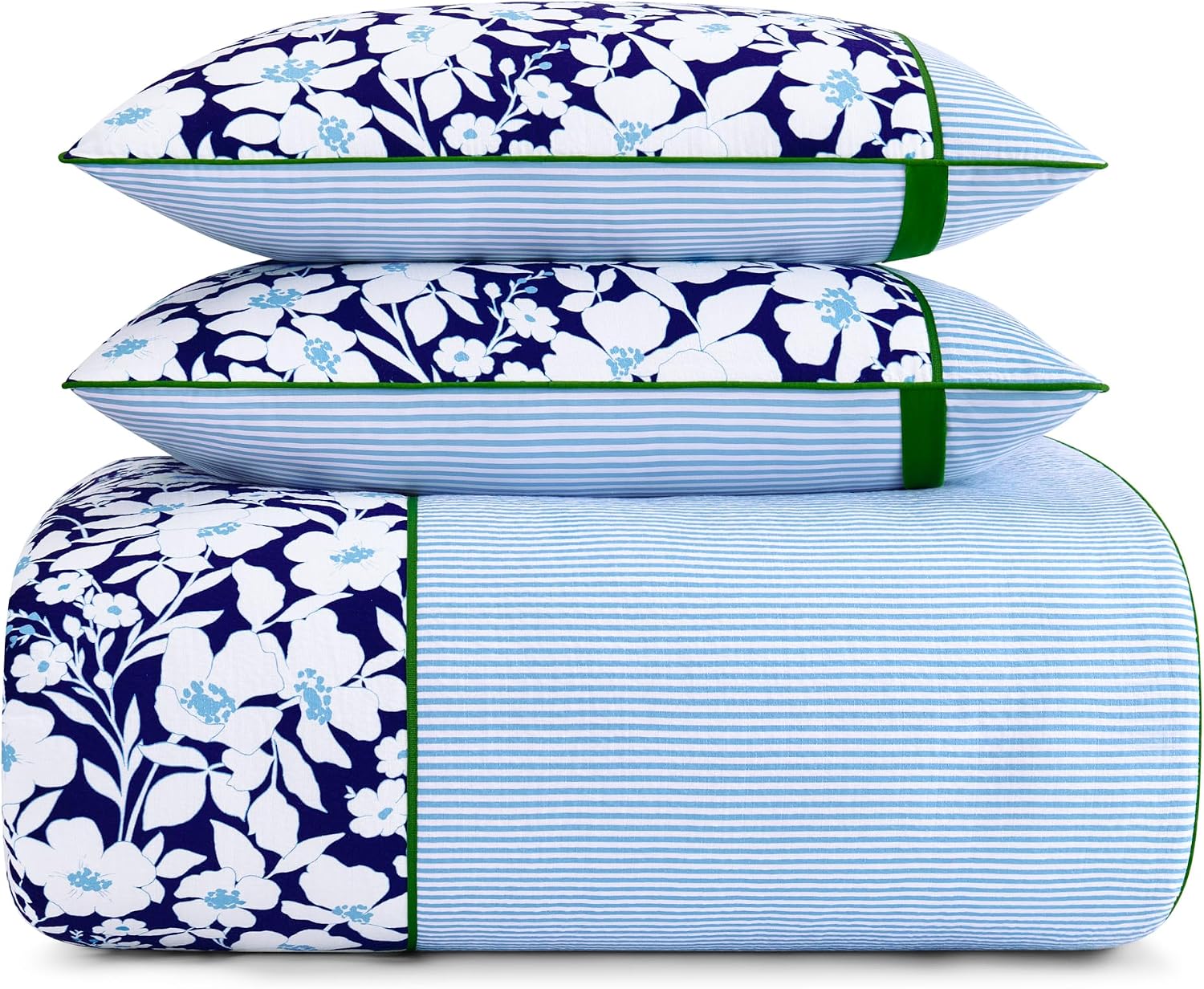kate spade new york Anemone Field Full/Queen Comforter Set, 100% Cotton Reversible Cover, All Season 3 Piece Bedding, Machine Washable, Blue Multicolor