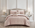 Chic Home Blush Bed in a Bag Comforter Set, King Size (5 Pieces), New York & Company Trinity - Polyester Bedding with Jacquard Interlaced Pattern - Comforter, Pillow Shams and Decorative Pillows