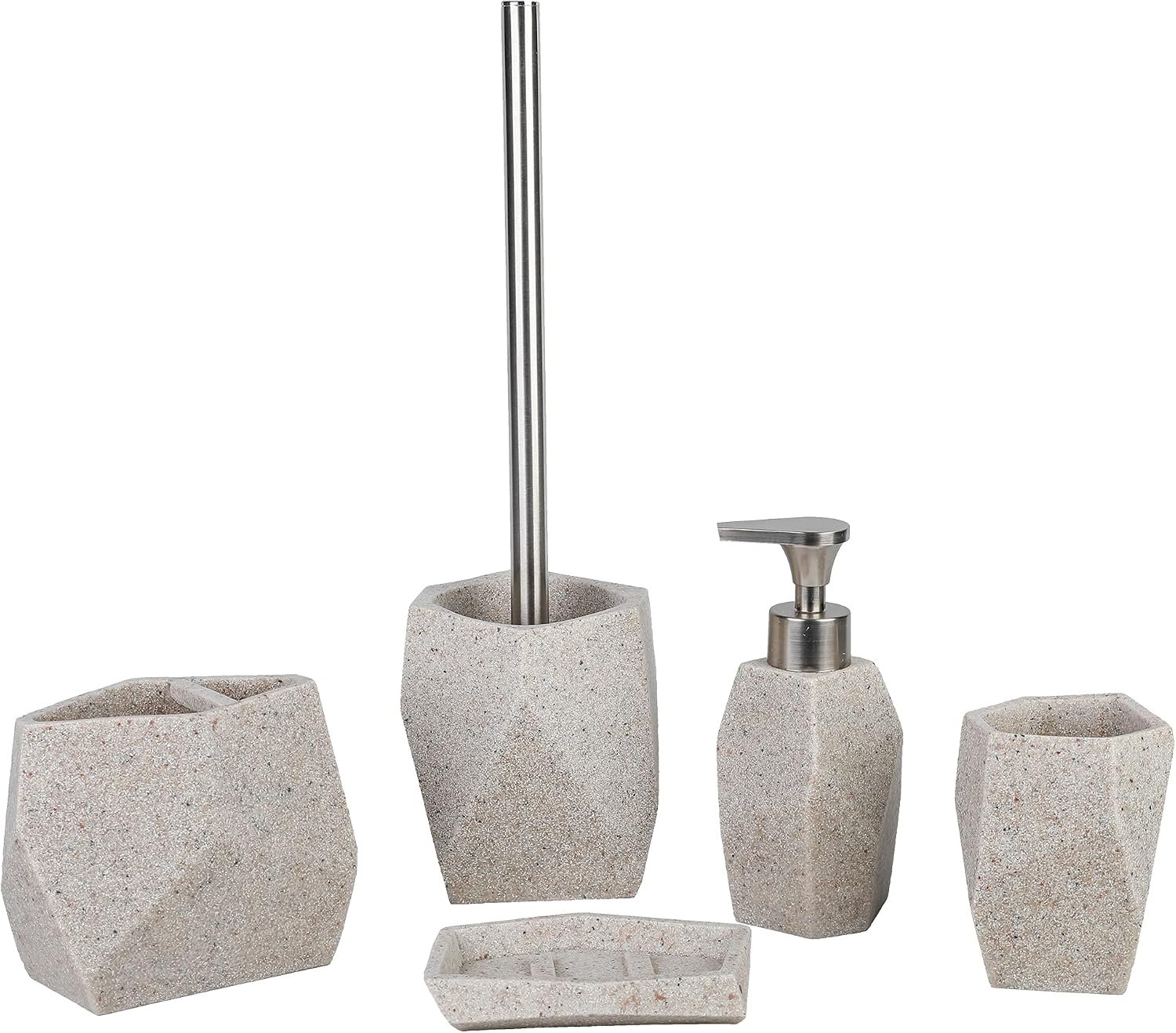 axentia Bath Set, Beige, 5-teilig