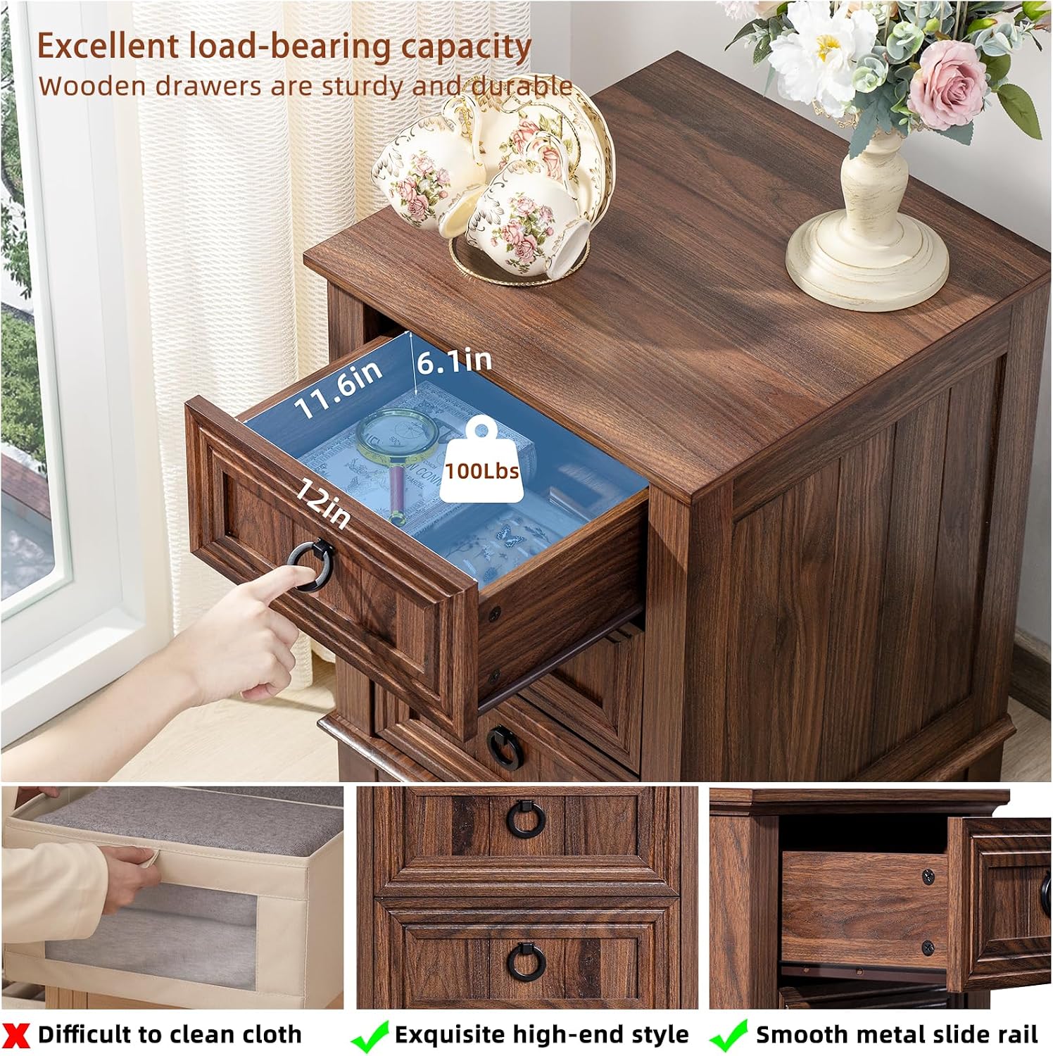 Joaxswe Farmhouse Dresser and Nightstand Sets 3 Piece, Nightstands Set of 2 and 6 Drawers Dresser for Bedroom, 54' Wide Dresser and 18' Inch Night Stand Set for Bedroom, Living Room, Hallway