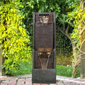 Modern Outdoor Garden Waterfalls Fountains and Indoor Floor Water Fountain with LED Lights Fountain Outdoor Garden for Office,House, Patio, Backyard, and Home Art Decor Dark Brown