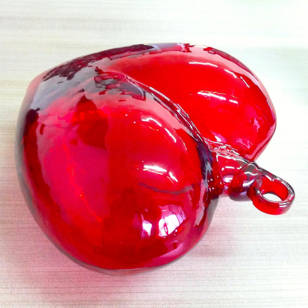 Red 8.5 inch Jumbo Hanging Glass Hearts (Set of 3), Recycled Blown Glass (Jumbo Red Hearts)