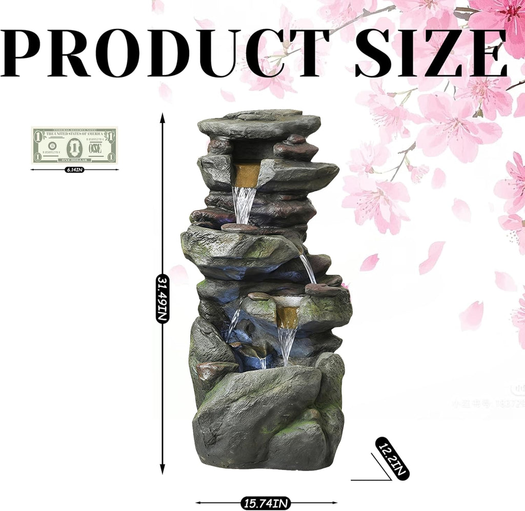 Top Outdoor Water Fountain Outside, Garden Water Fountain Decor for Gardens, Landscaping, Patios, Lawns (Small)
