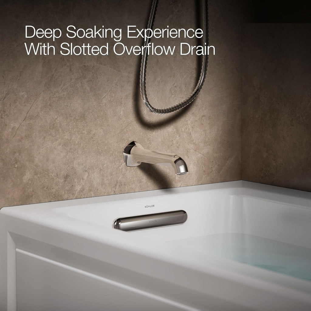 Kohler K-1947-LA-0 Archer 60' x 30' Alcove Whirlpool with Integral Apron, Tile Flange and Left-Hand Drain, White