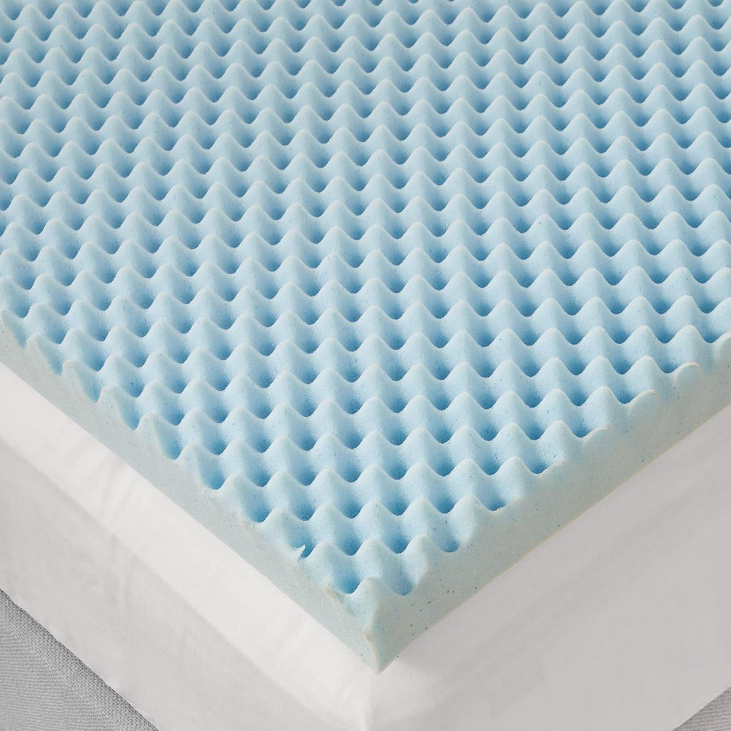 Sleep Philosophy Gel Infused Memory Foam Mattress Topper Luxurious, All Season Enhanced Bed Support, Cal King, 3' Thick, Without Cover Blue