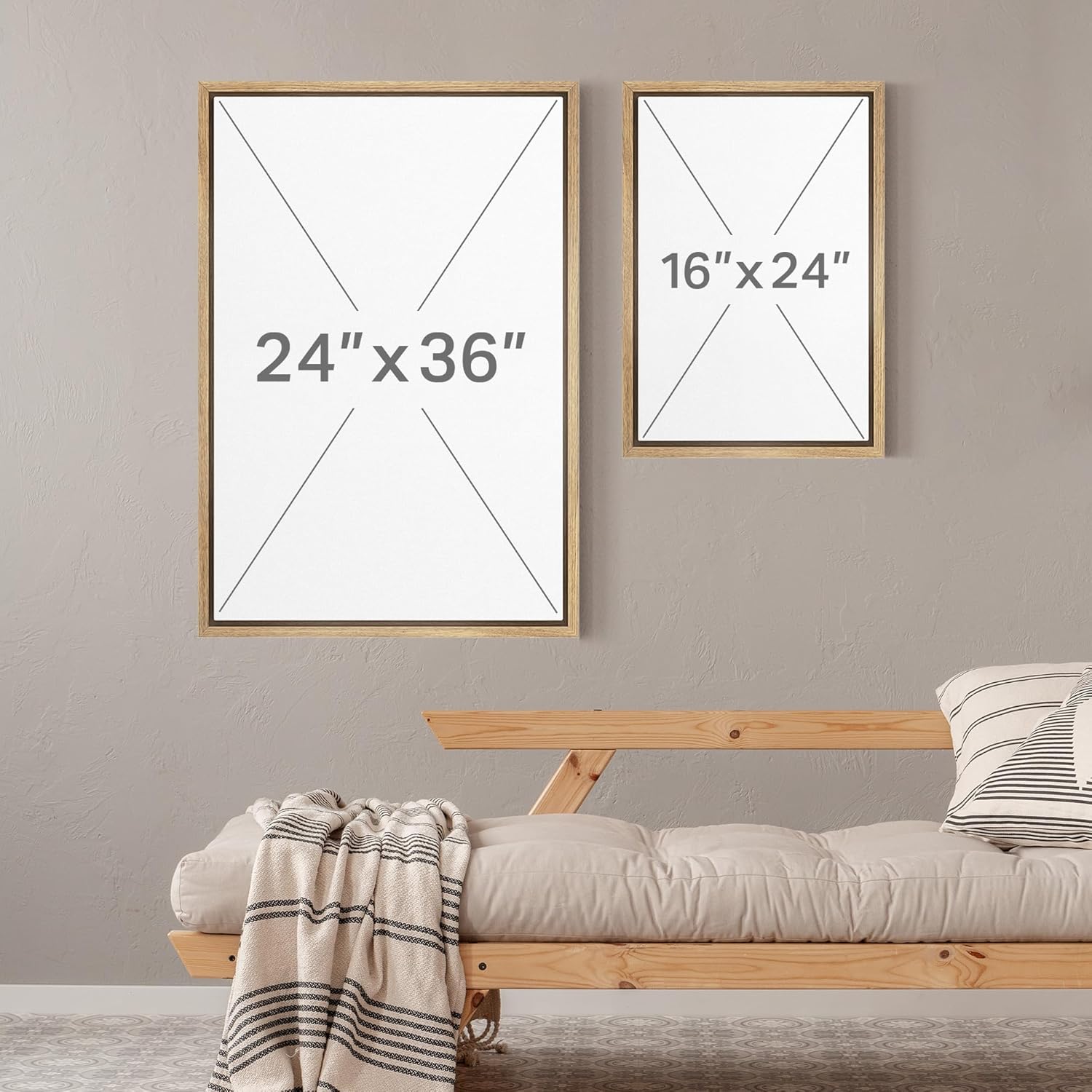 MUDECOR Framed Canvas Print Wall Art Set Abstract Beige and Brown Gradient Neutral Minimalist Landscape Illustrations Modern Art Decorative Calm for Living Room, Bedroom, Office - 24'x36'x2 Natural