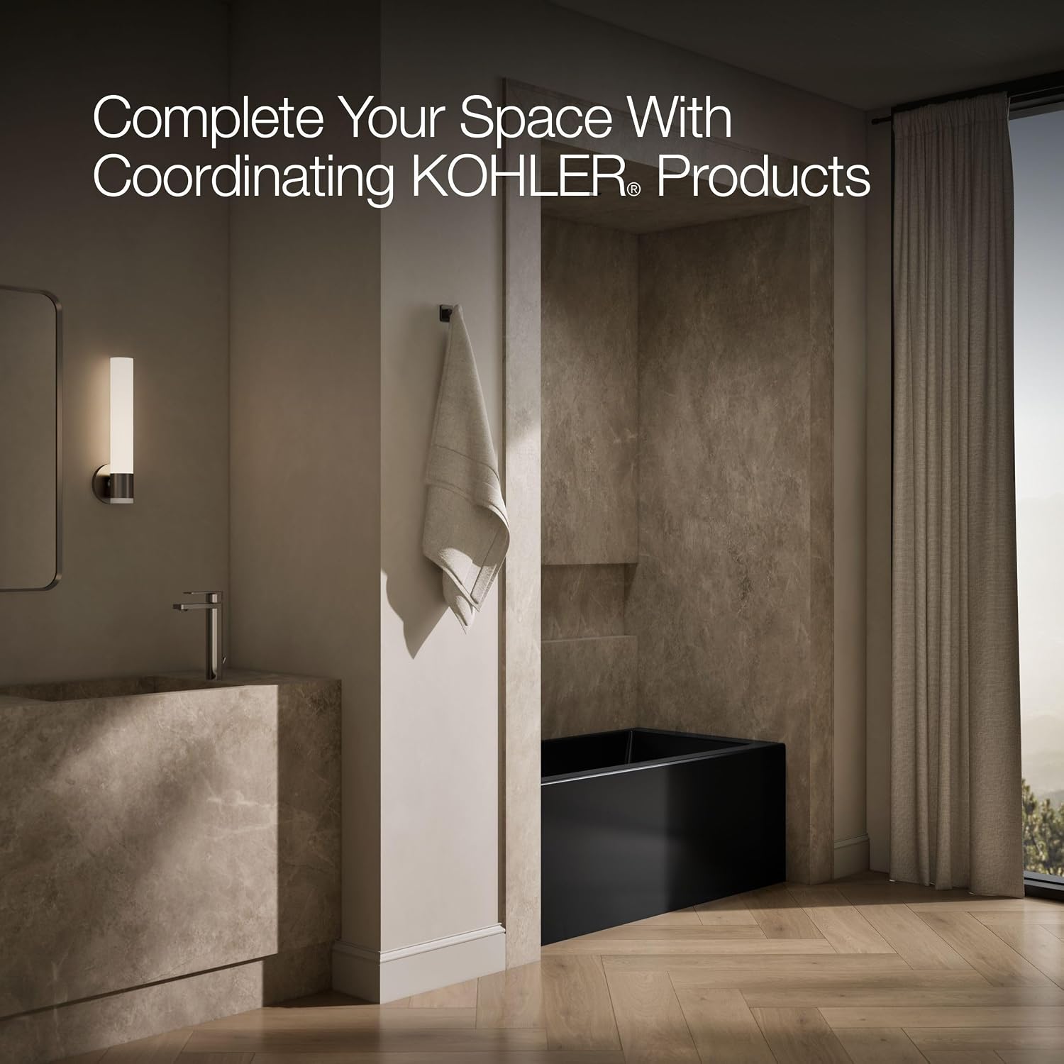 Kohler 1956-LA-7 Underscore® 60' x 30' alcove bath, left drain, Black Black