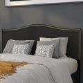 Flash Furniture Lexington Upholstered Queen Size Headboard with Accent Nail Trim in Black Fabric