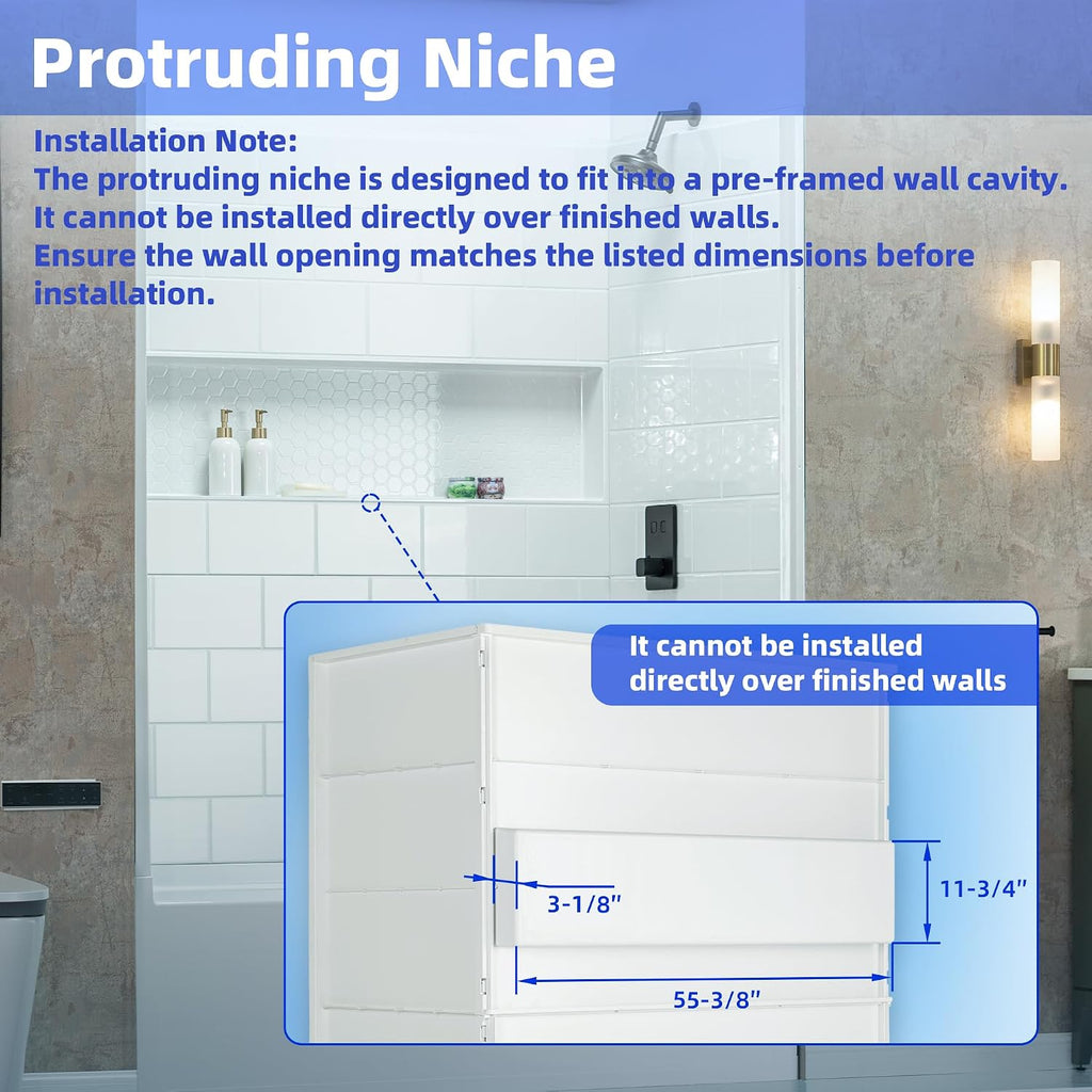 WOODBRIDGE 60' x 32' Four-Piece Direct-to-Stud Alcove Tub Surround with Left-Drain Hole Soaking Bathtub Combo in White