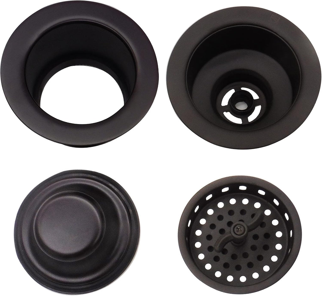 Westbrass CO2175-12 Combo Pack 3-1/2' Wing Nut Twist Style Large Kitchen Sink Basket Strainer and Waste Disposal Drain Flange with Stopper, Oil Rubbed Bronze