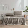 EVERLY Linen King Size Sheets Set,100% French Washed Pure Linen Bed Deep Pocket Sheets,4Pieces(1Flat Sheet,1Fitted Sheet,2Pillowcase) Suitable for Hot Sleepers,180GSM Natural Linen Bedding Set