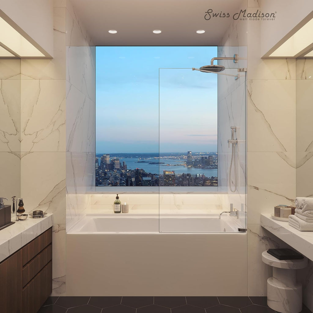 Voltaire 60' x 30' Right Drain Skirted Soaking Bathtub with Apron ADA Height in Glossy White