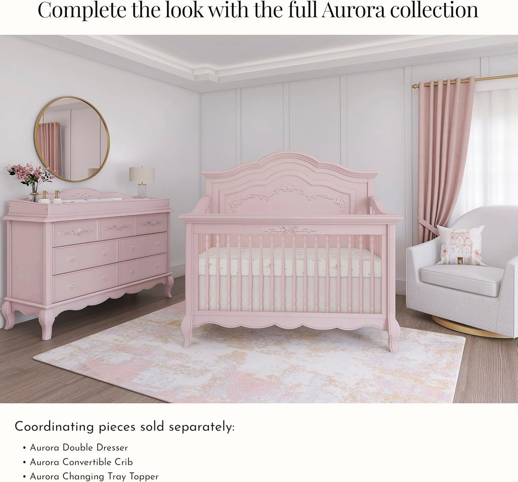 Evolur Aurora 7 Drawer Double Dresser, Dusty Rose