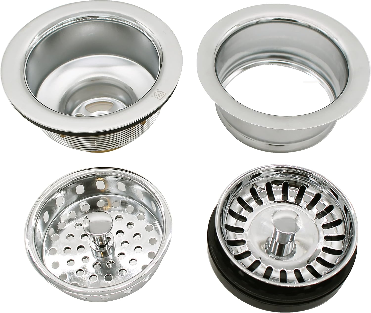 Westbrass CO2165S-05 COMBO PACK 3-1/2' Post Style Large Kitchen Sink Basket Strainer and Waste DisposalDrain Flange with Basket Strainer, Polished Nickel