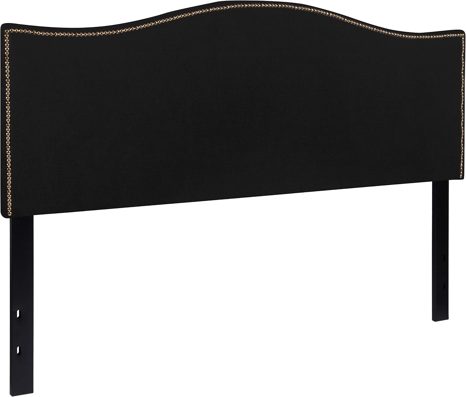 Flash Furniture Lexington Upholstered Queen Size Headboard with Accent Nail Trim in Black Fabric