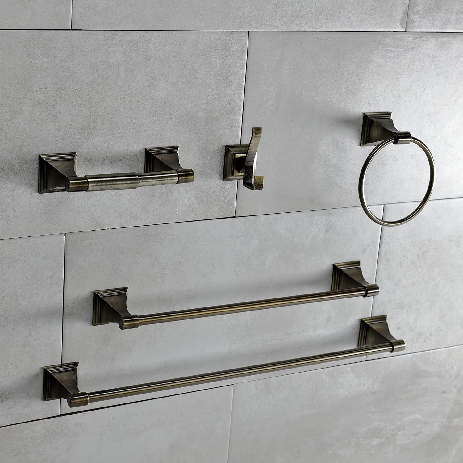 Kingston Brass BAHK61212478AB Monarch 5-Piece 18-Inch and 24-Inch Towel Bars Bathroom Accessory Set in Antique Brass