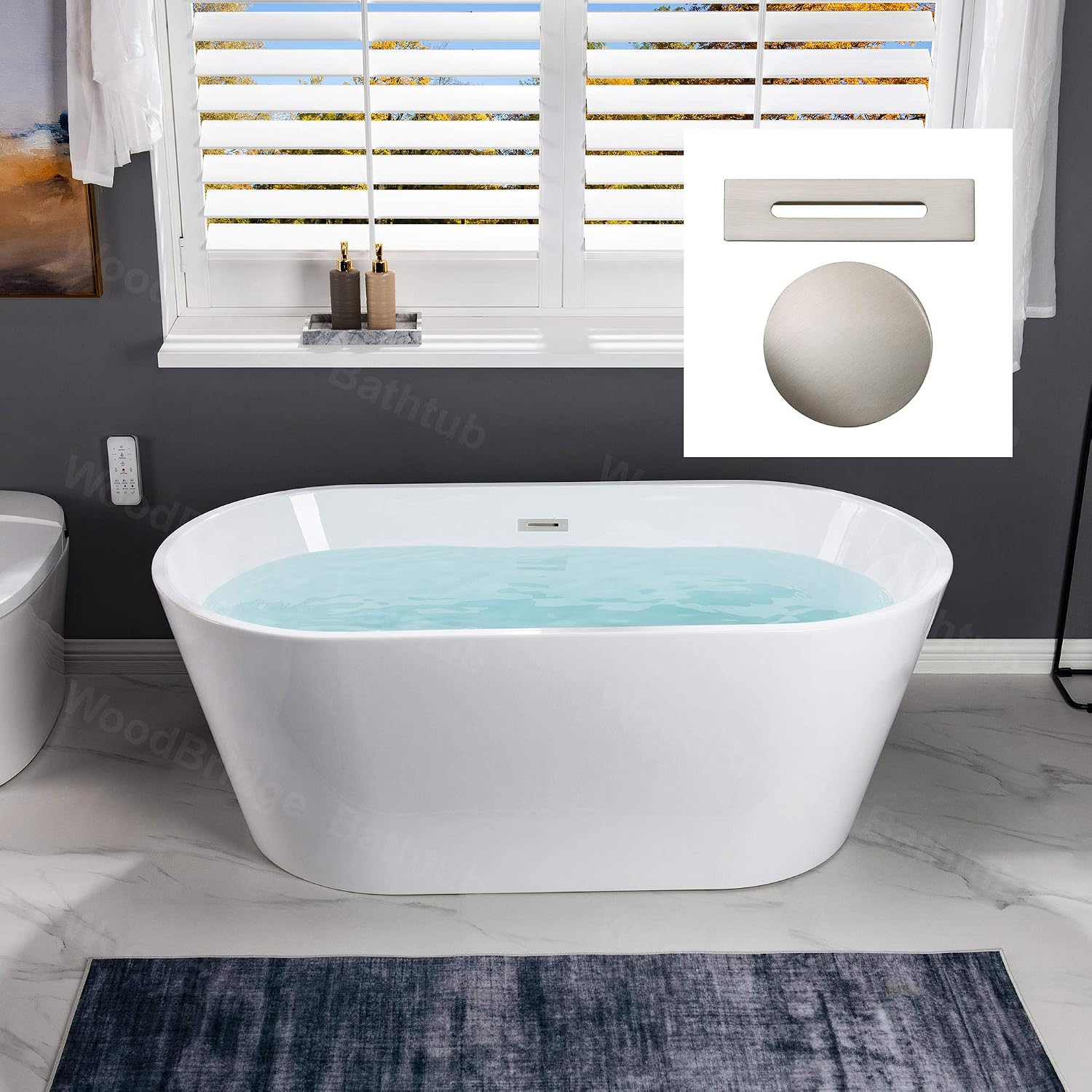 WOODBRIDGE BTA1514-B/N-Drain &O BATHTUB, BTA1514 B/N