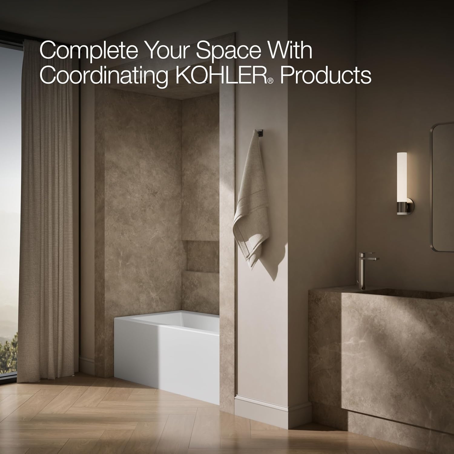 Kohler 60' x 32' alcove bath with integral apron, integral flange, and right-hand drain