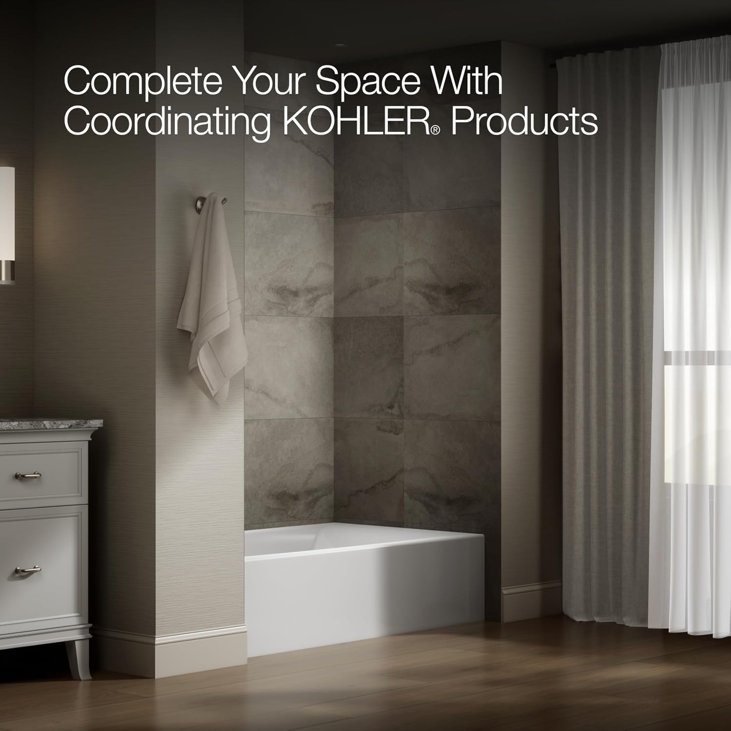 Kohler K-26107-LA-0 Entity 60' x 36' Alcove Bath, Left Drain, White
